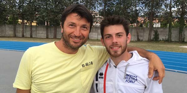 Francesco Amici con il suo allenatore Alberto Donati agli italiani decatlhon promesse 2021