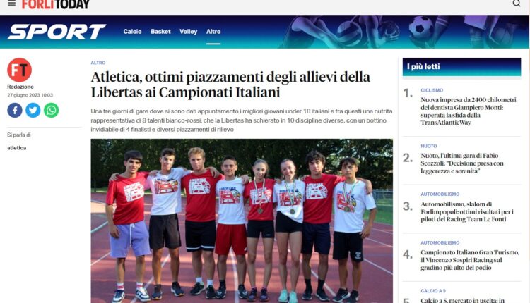 campionati italiani allievi -atleti libertas atletica forli